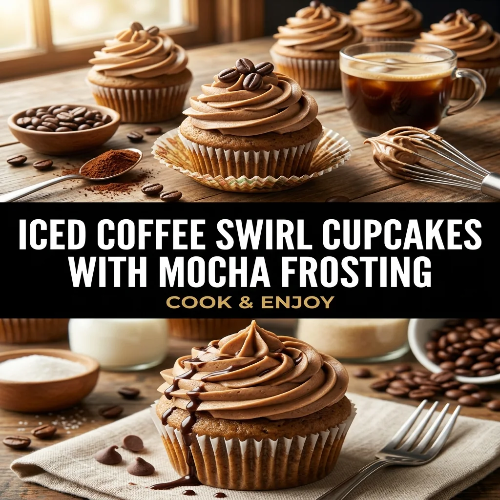 Iced Coffee Swirl Cupcakes with Mocha Frosting recipe poster
