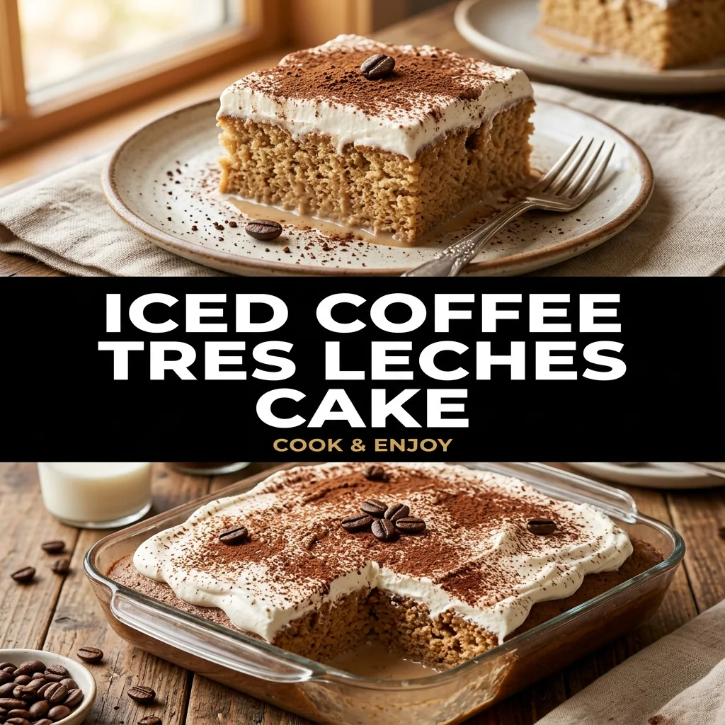 Iced Coffee Tres Leches Cake food illustration