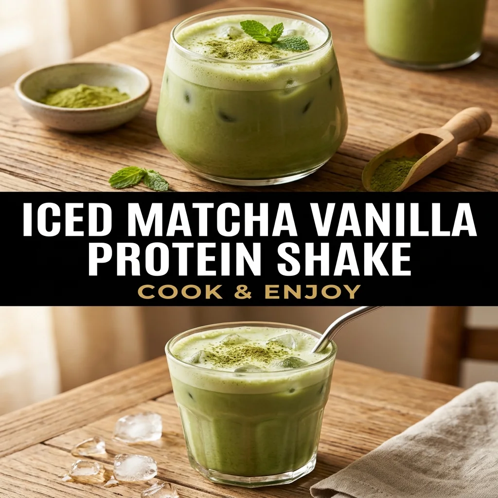Iced Matcha Vanilla Protein Shake recipe poster