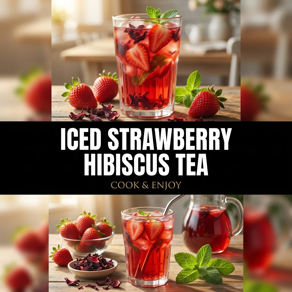 Iced Strawberry Hibiscus Tea recipe poster