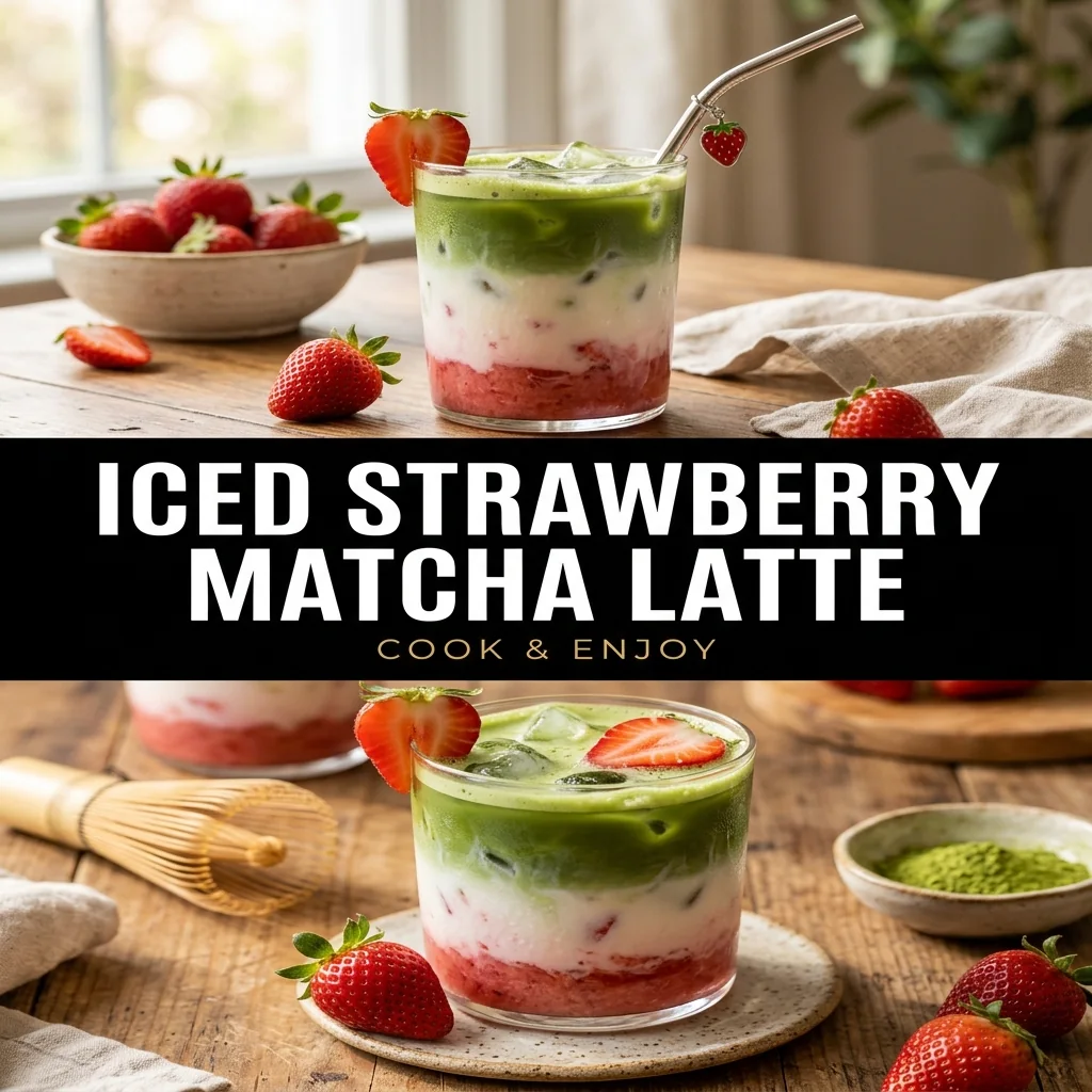 Iced Strawberry Matcha Latte recipe poster