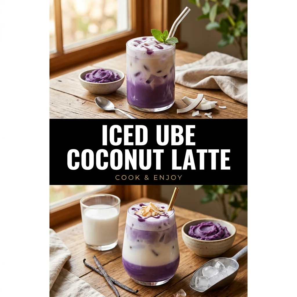 Iced Ube Coconut Latte food illustration