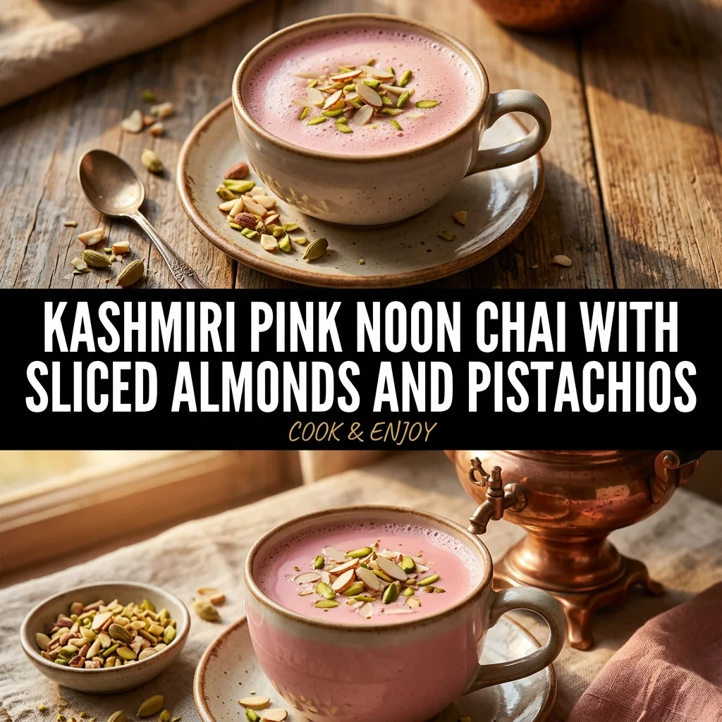 Kashmiri Pink Noon Chai with Sliced Almonds and Pistachios food illustration