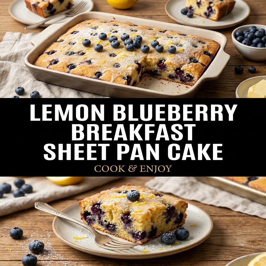 Lemon Blueberry Breakfast Sheet Pan Cake food illustration