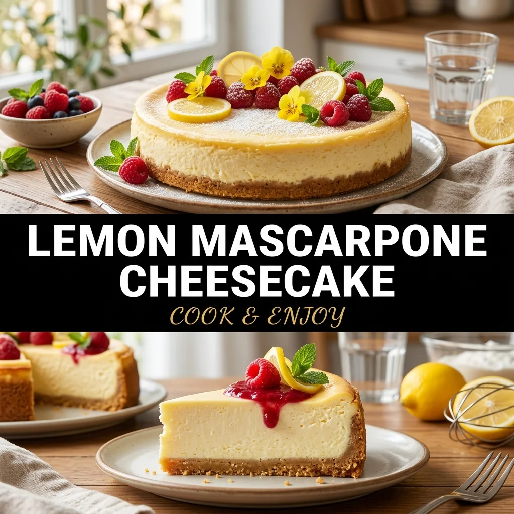 Lemon Mascarpone Cheesecake recipe poster