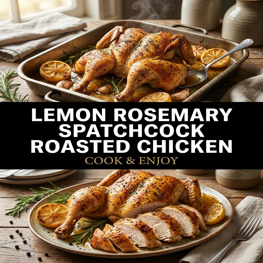 Lemon Rosemary Spatchcock Roasted Chicken food illustration