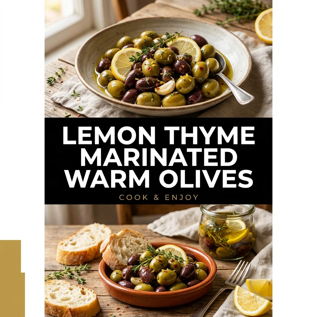 Lemon Thyme Marinated Warm Olives food illustration
