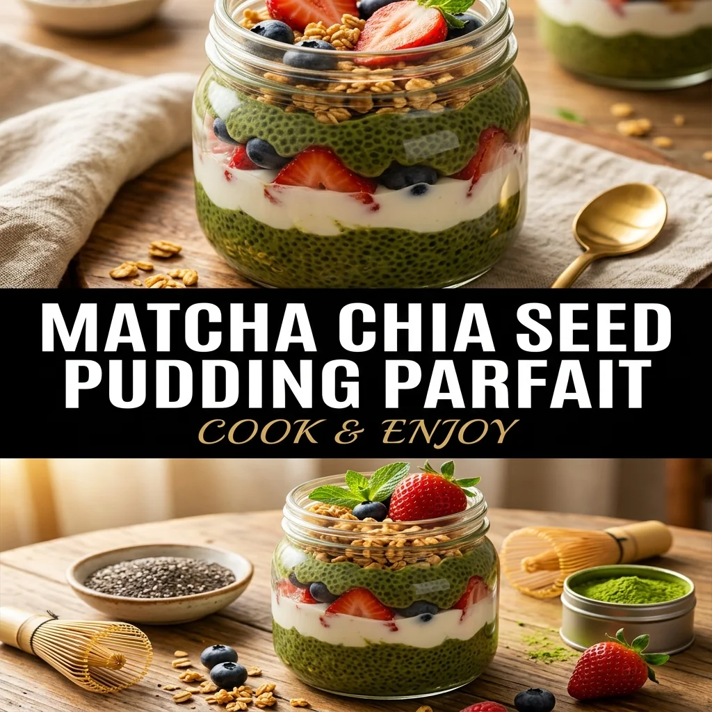 Matcha Chia Seed Pudding Parfait food illustration