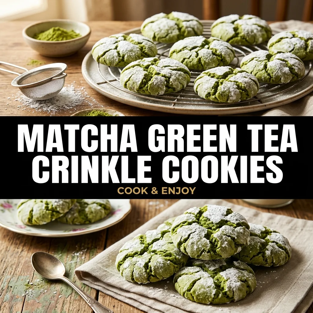 Matcha Green Tea Crinkle Cookies food illustration