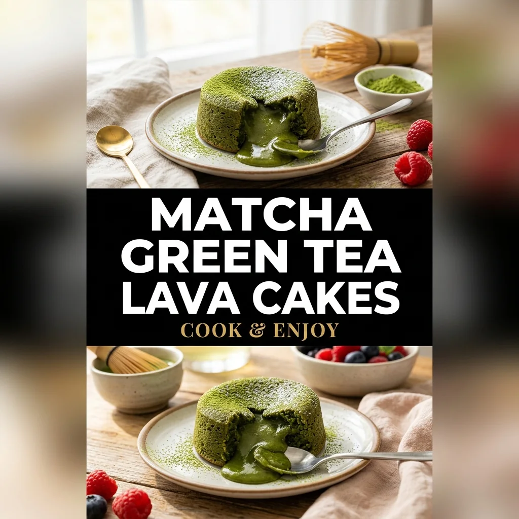 Matcha Green Tea Lava Cakes food illustration