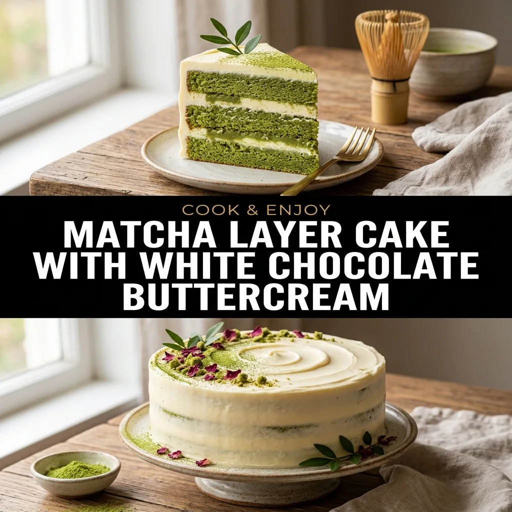 Matcha Layer Cake with White Chocolate Buttercream recipe poster