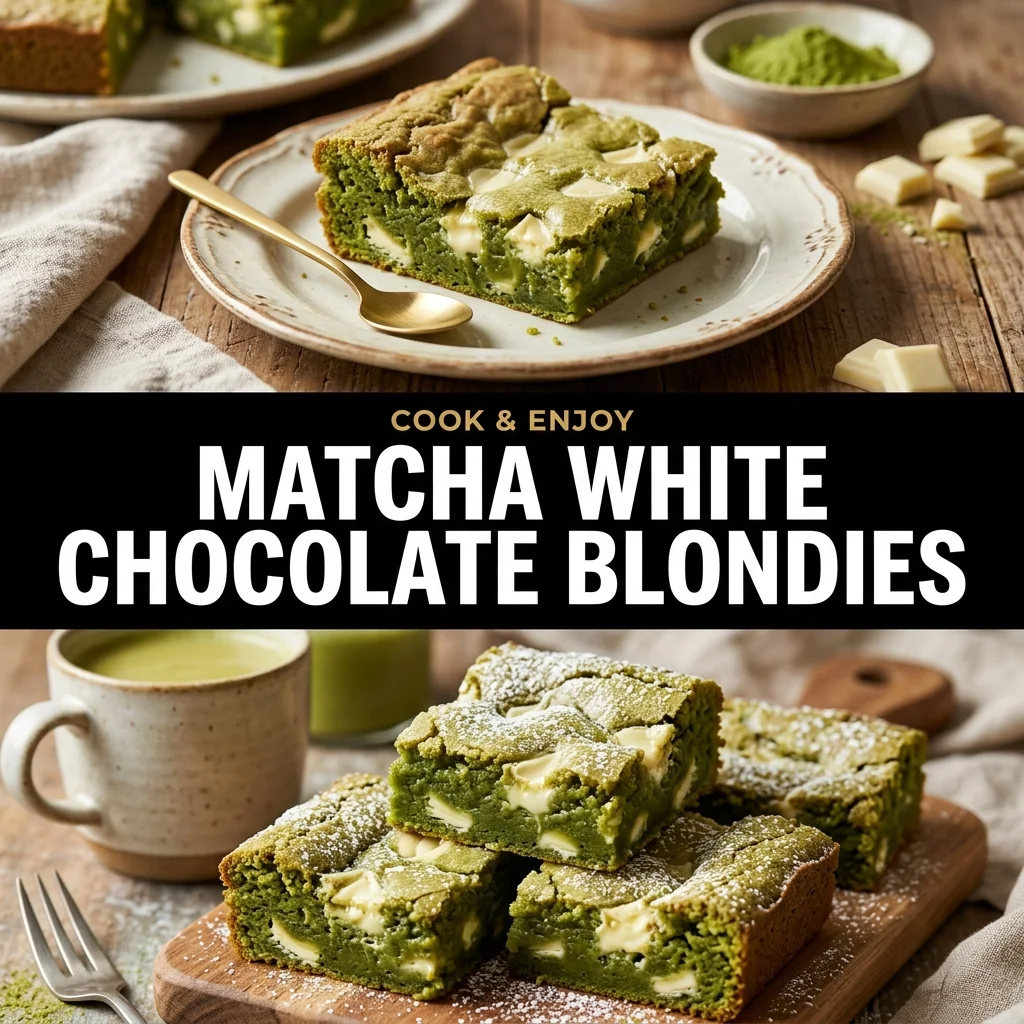Matcha White Chocolate Blondies food illustration