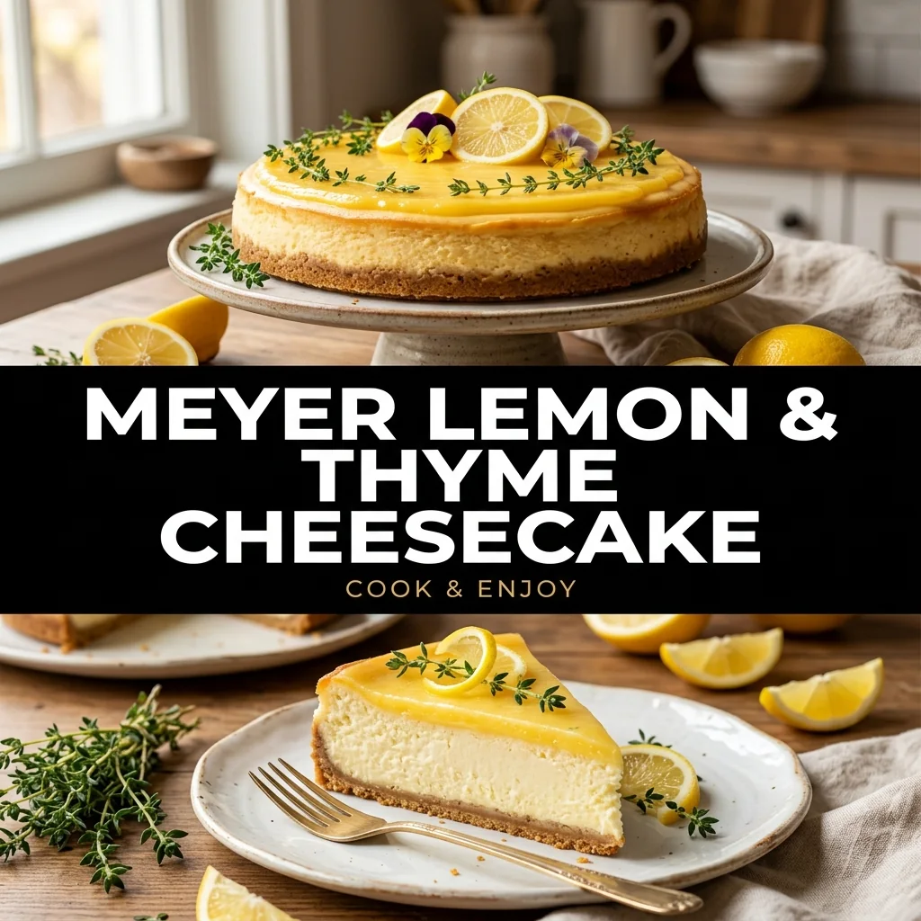 Meyer Lemon and Thyme Cheesecake food illustration