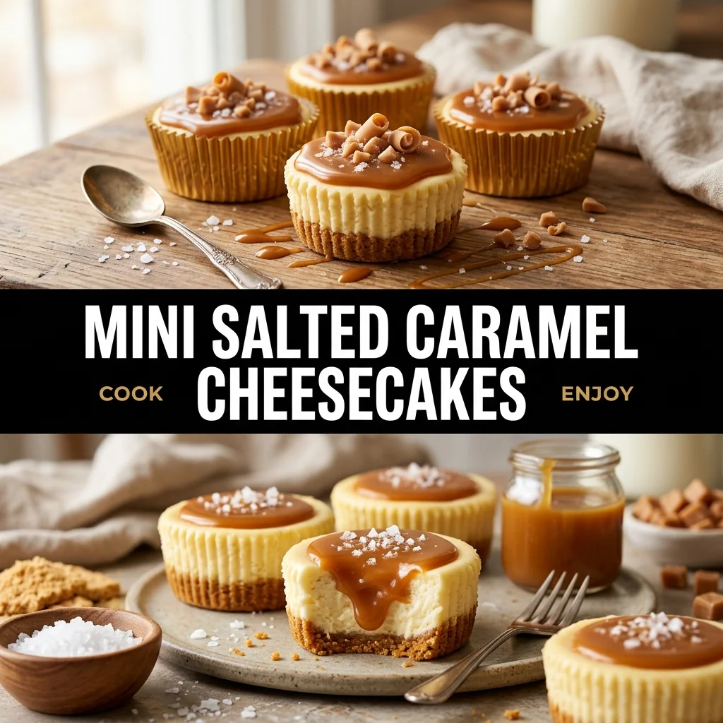 Mini Salted Caramel Cheesecakes recipe poster
