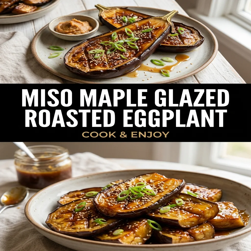 Miso Maple Glazed Roasted Eggplant food illustration