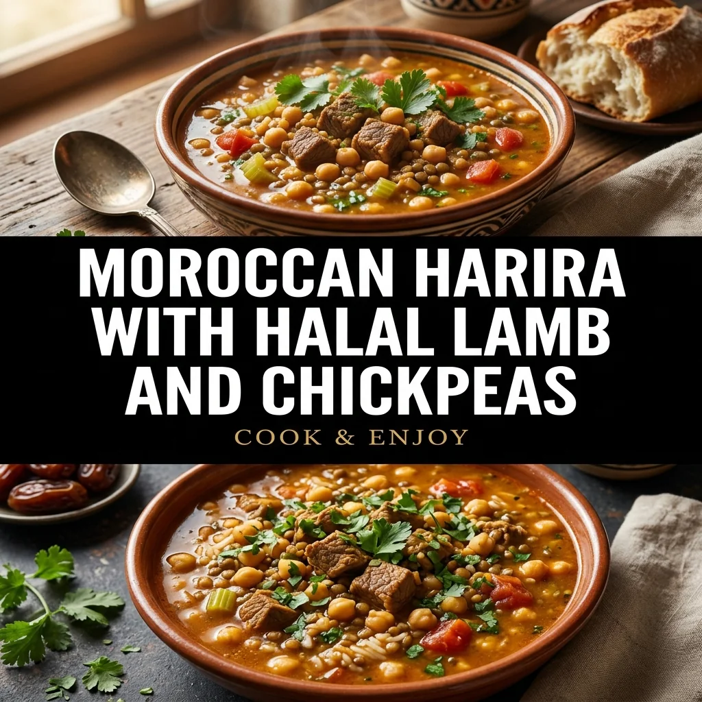 Moroccan Harira with Halal Lamb and Chickpeas food illustration