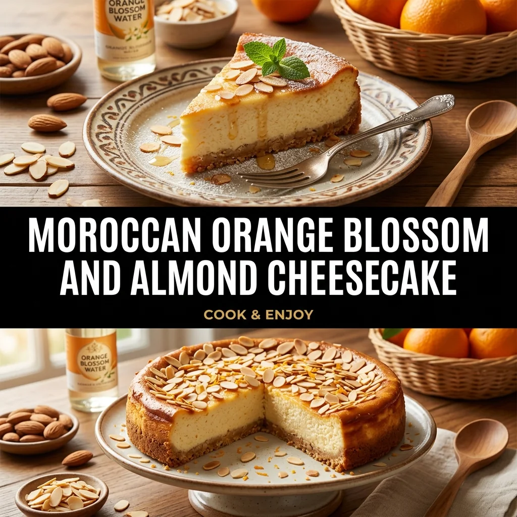 Moroccan Orange Blossom and Almond Cheesecake food illustration