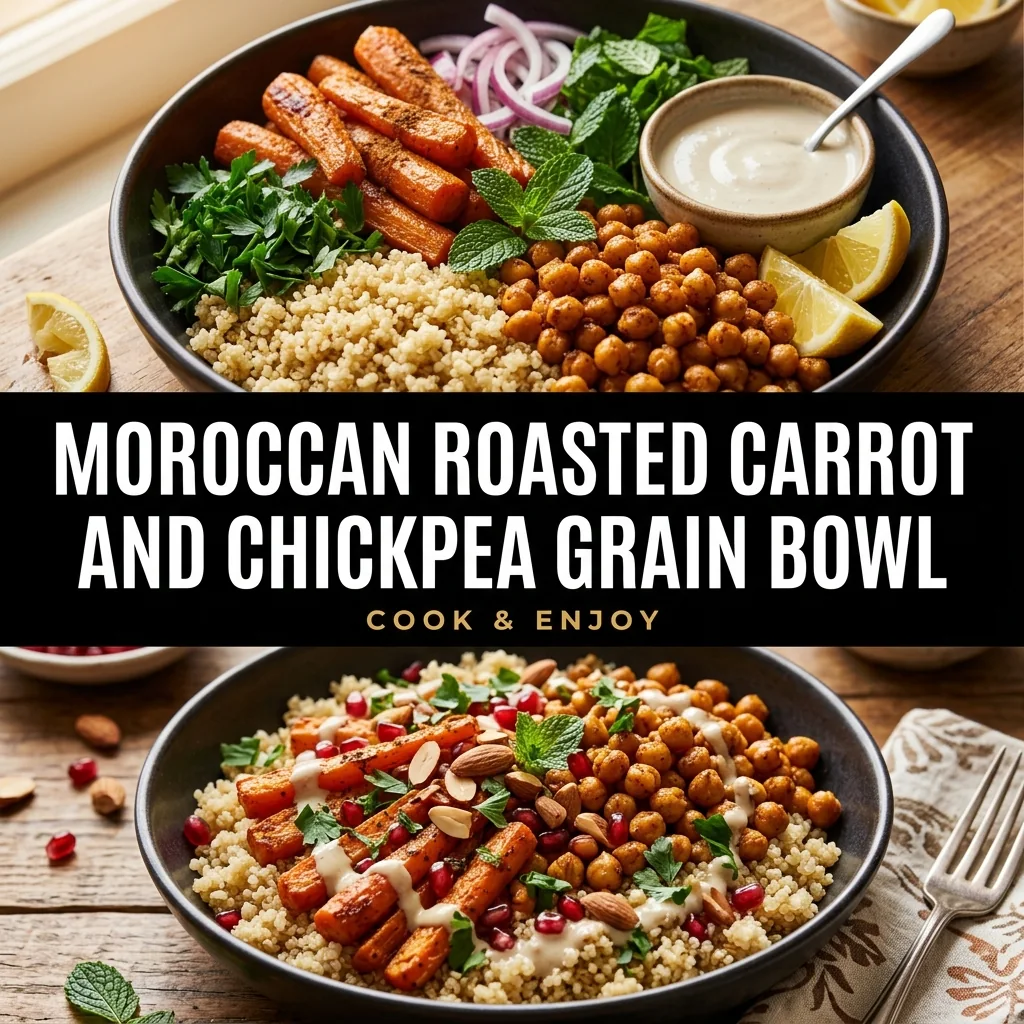 Moroccan Roasted Carrot and Chickpea Grain Bowl food illustration