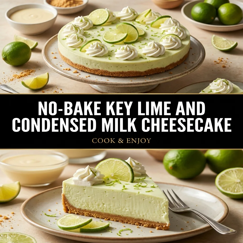 No-Bake Key Lime and Condensed Milk Cheesecake food illustration