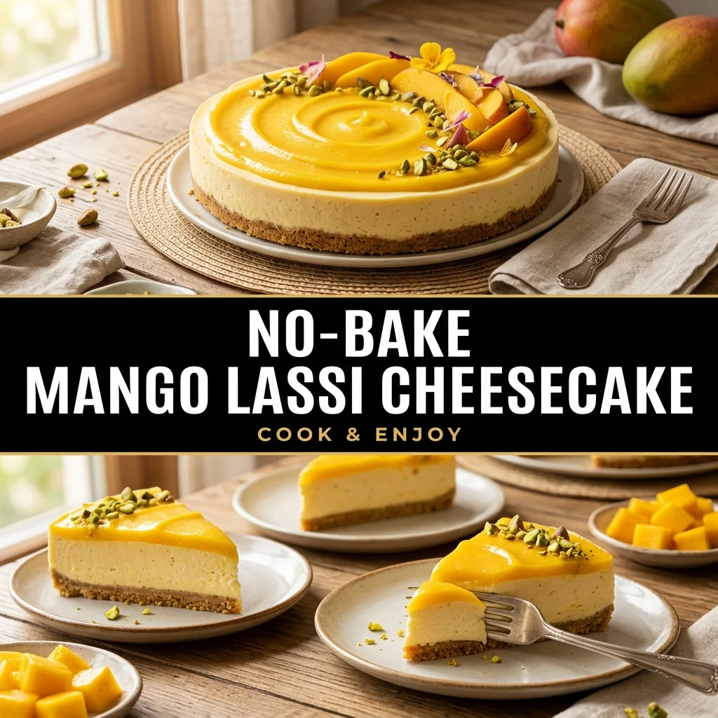 No-Bake Mango Lassi Cheesecake food illustration