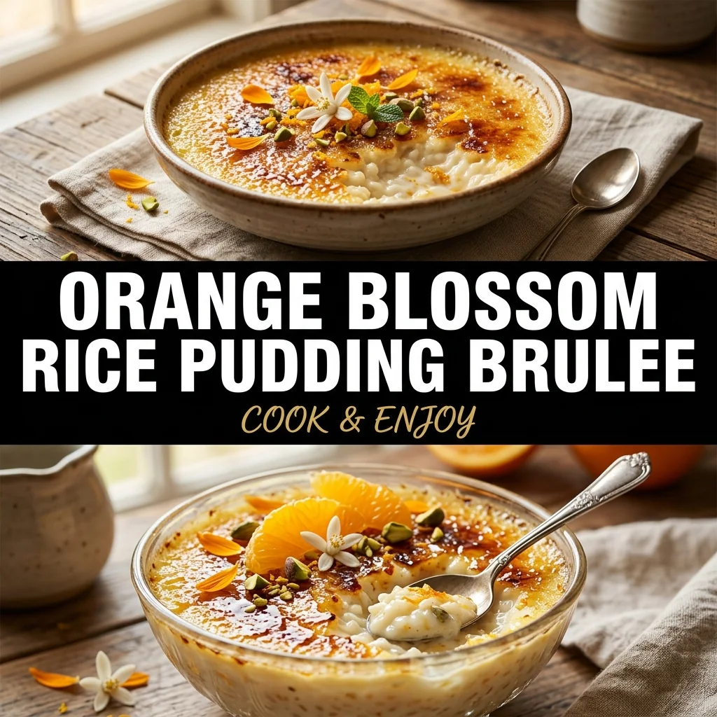 Orange Blossom Rice Pudding Brulee food illustration