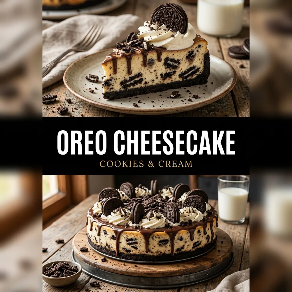 Oreo Cheesecake with Cookie Crust recipe poster