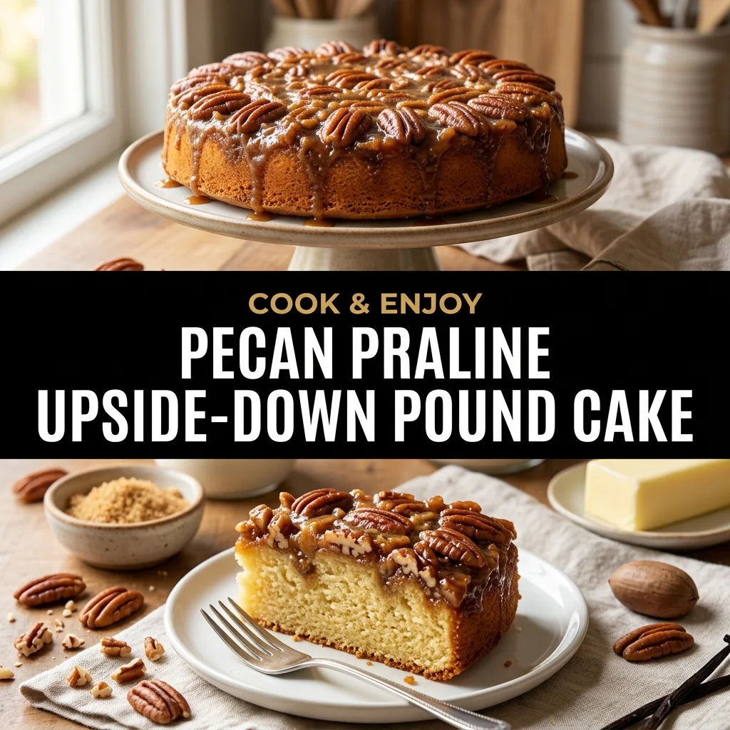 Pecan Praline Upside-Down Pound Cake food illustration