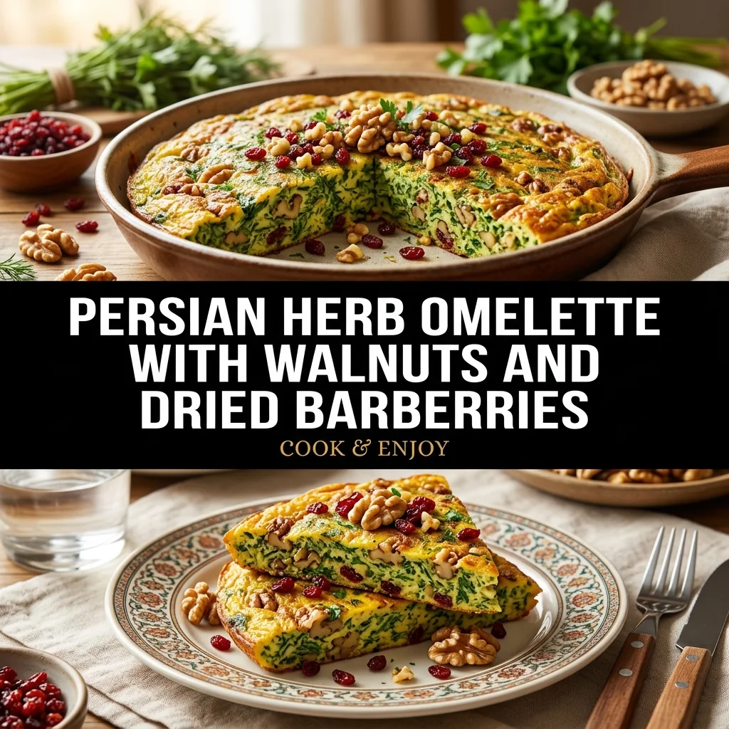 Persian Herb Omelette with Walnuts and Dried Barberries food illustration
