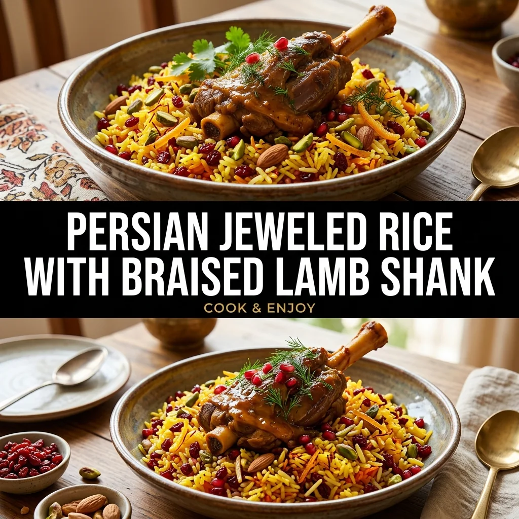 Persian Jeweled Rice with Braised Lamb Shank recipe poster