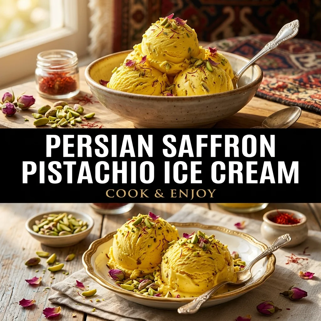 Persian Saffron Pistachio Ice Cream food illustration