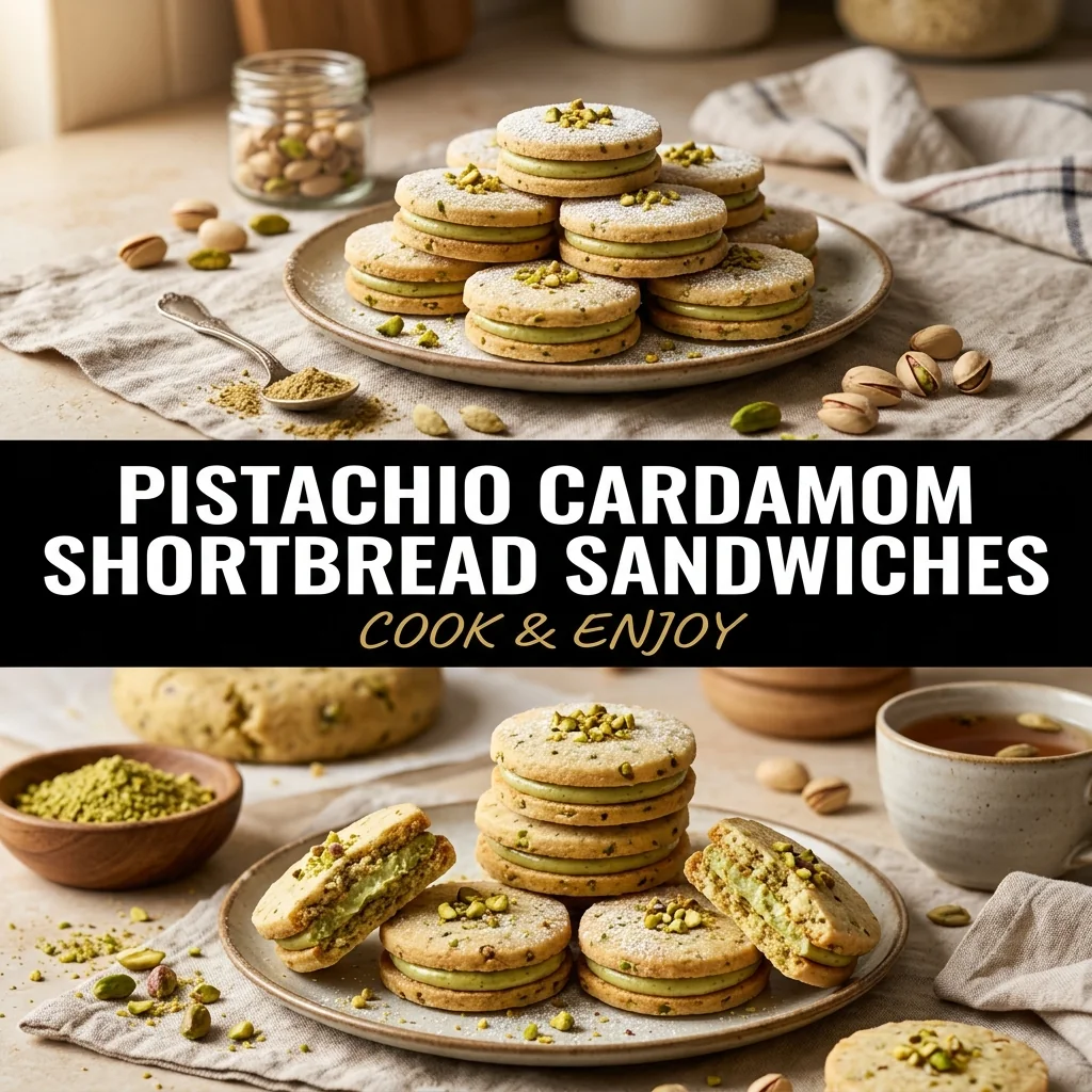 Pistachio Cardamom Shortbread Sandwiches food illustration