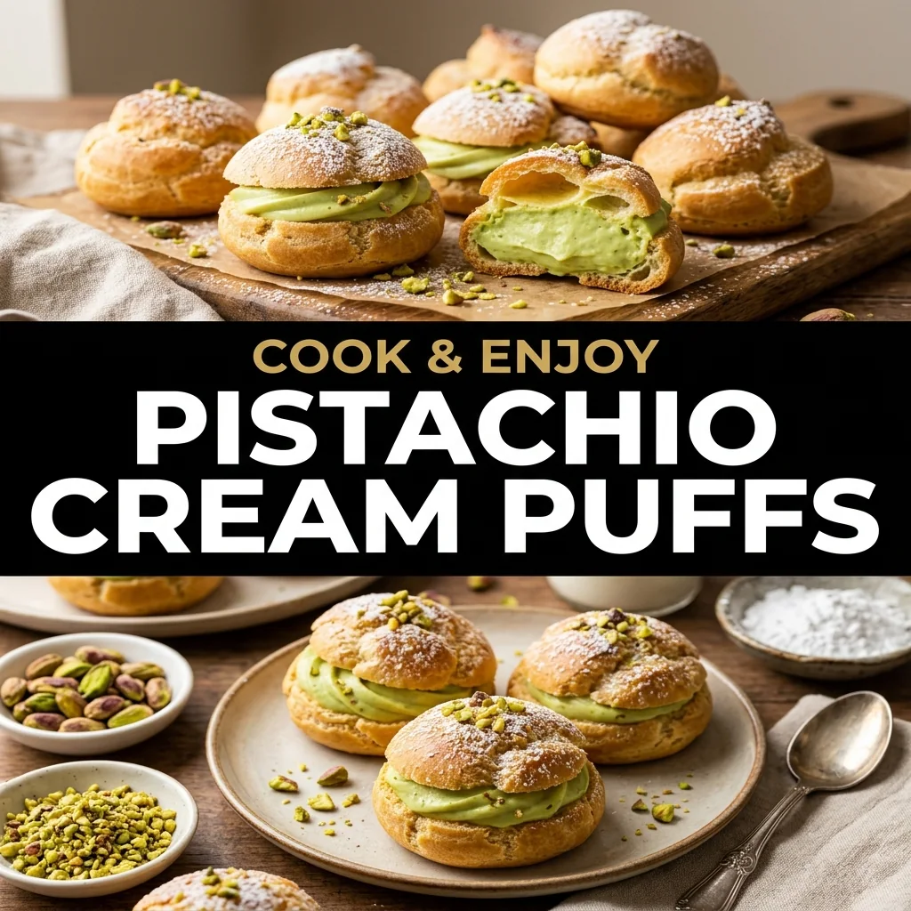 Pistachio Cream Puffs food illustration