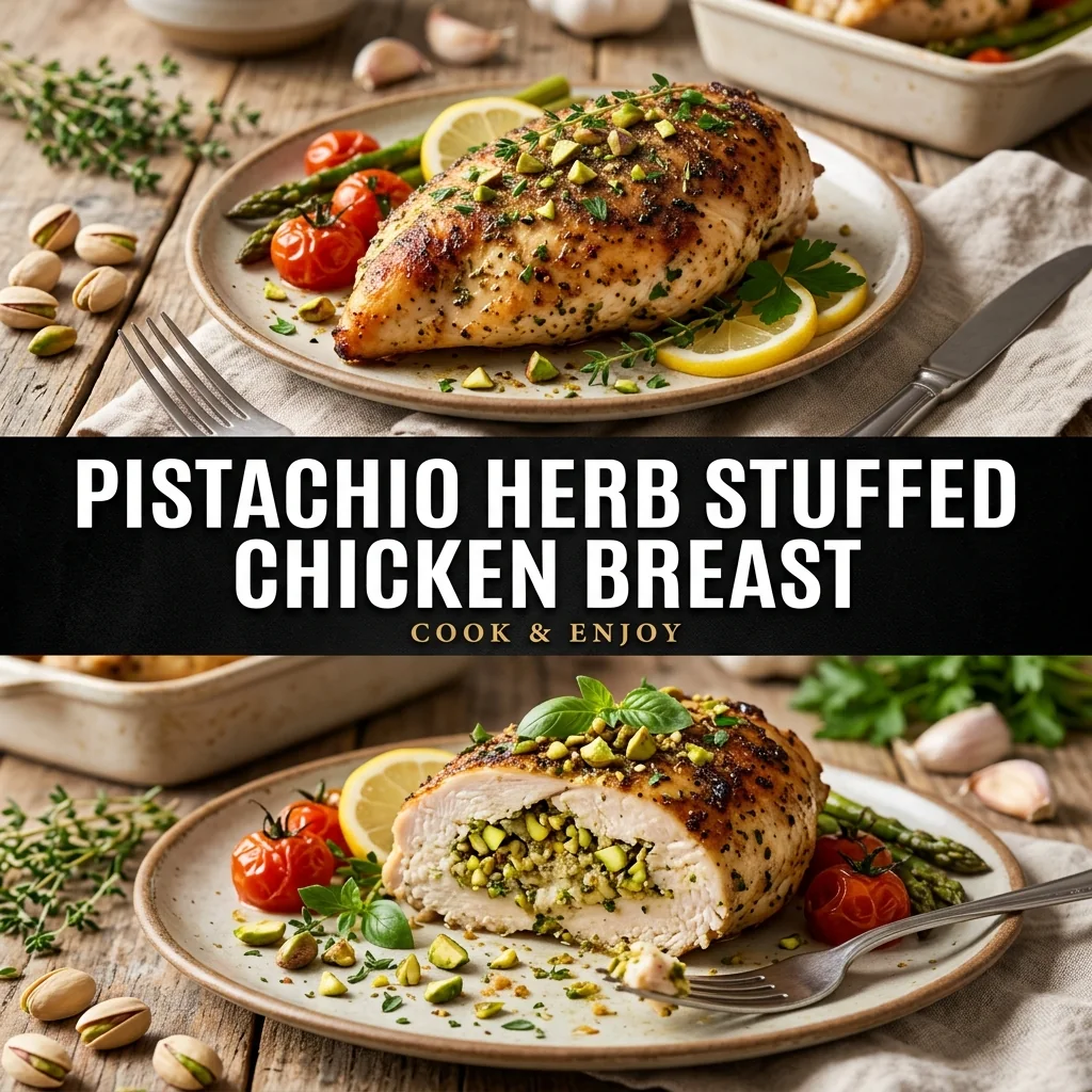 Pistachio Herb Stuffed Chicken Breast food illustration