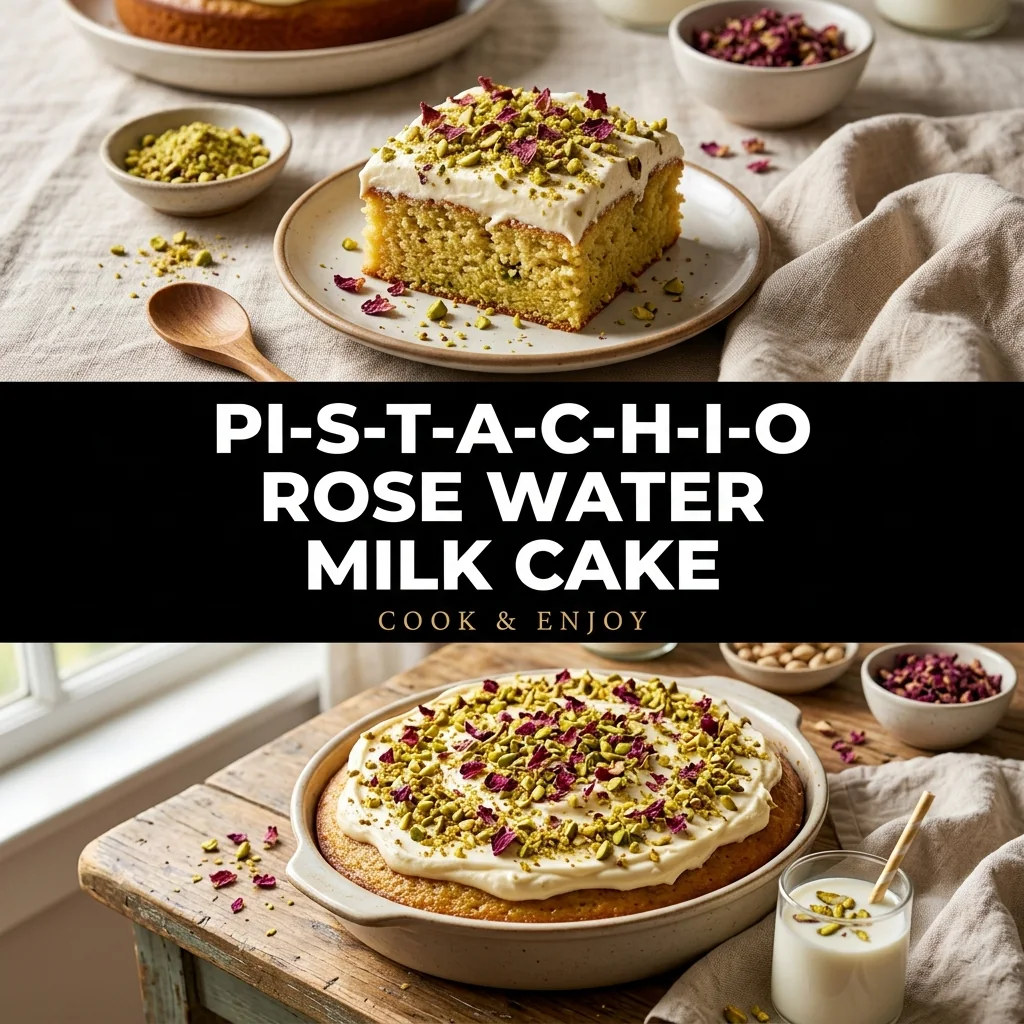 Pistachio Rose Water Milk Cake food illustration