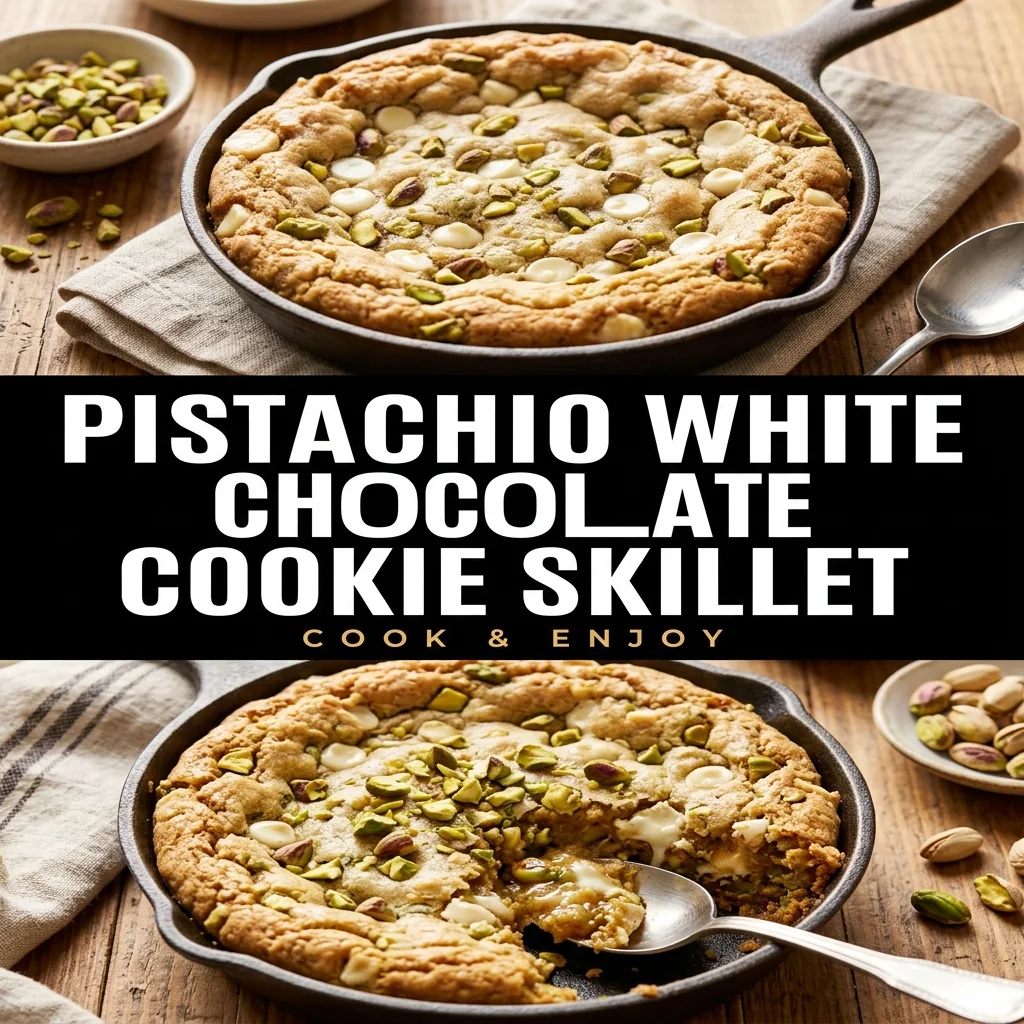 Pistachio White Chocolate Cookie Skillet food illustration