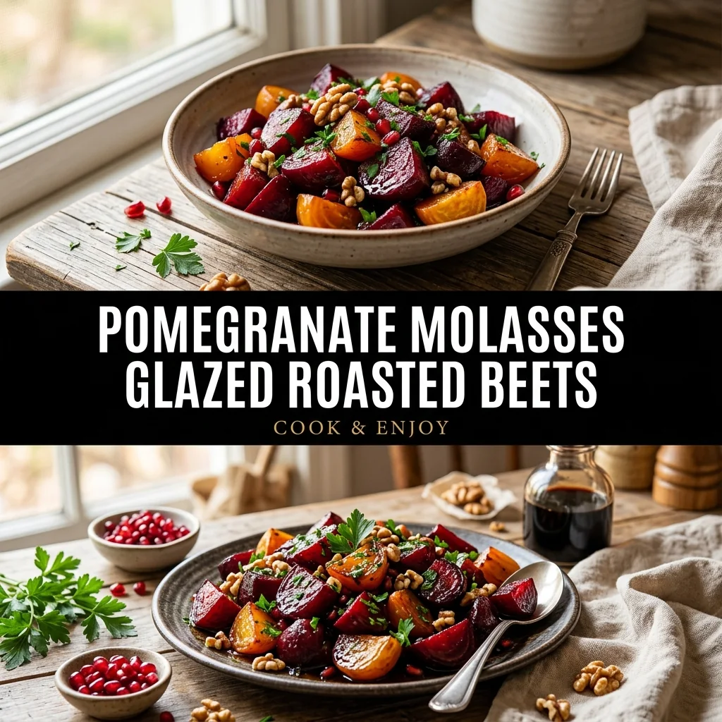 Pomegranate Molasses Glazed Roasted Beets food illustration