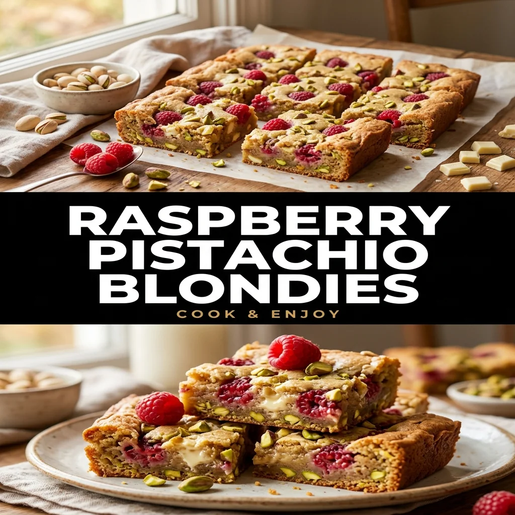Raspberry Pistachio Blondies food illustration
