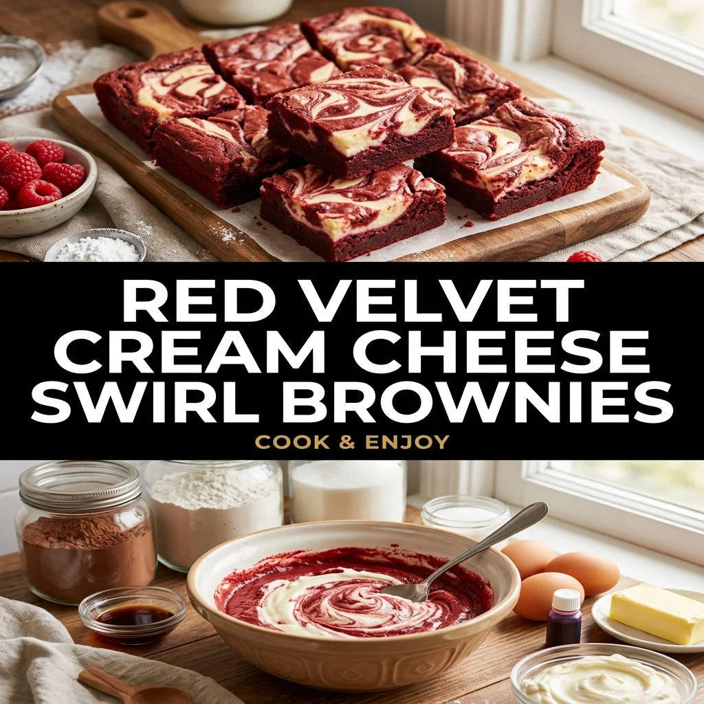 Red Velvet Cream Cheese Swirl Brownies food illustration
