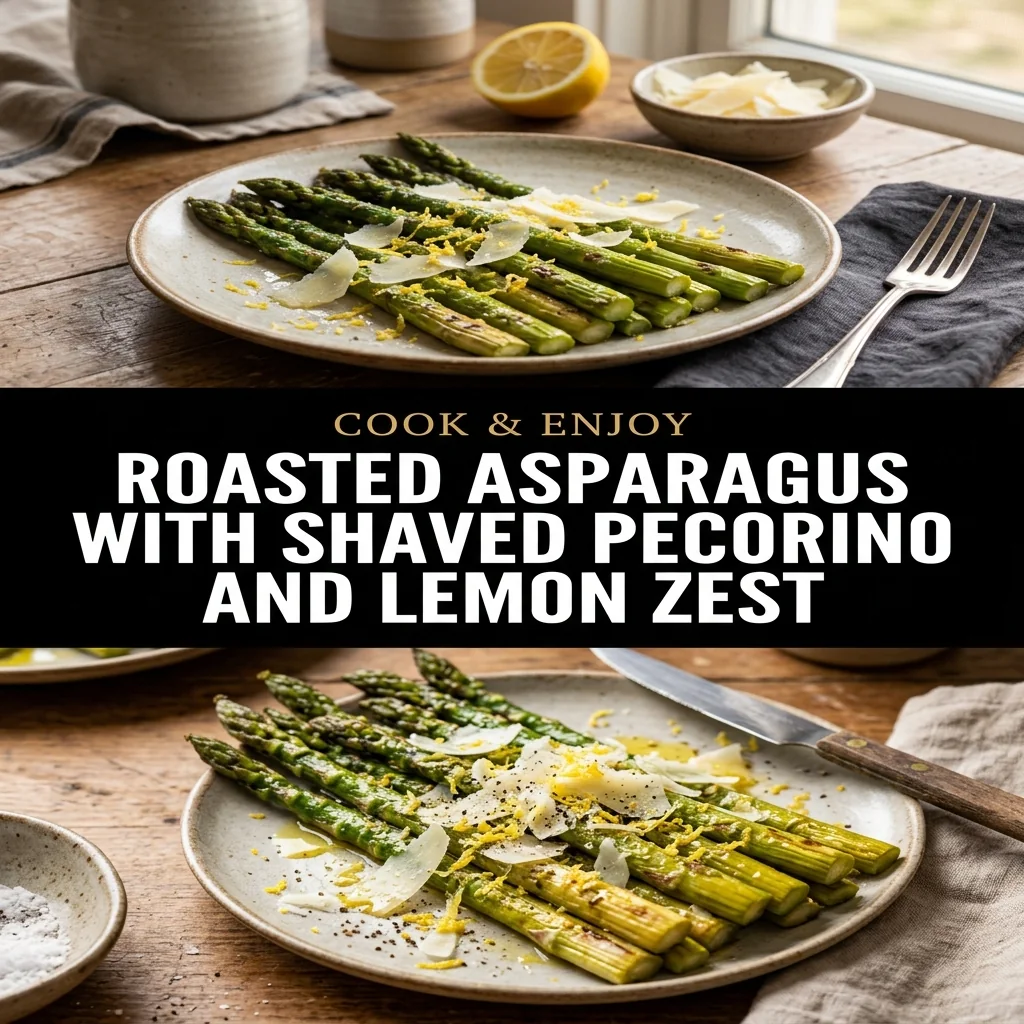 Roasted Asparagus with Shaved Pecorino and Lemon Zest food illustration