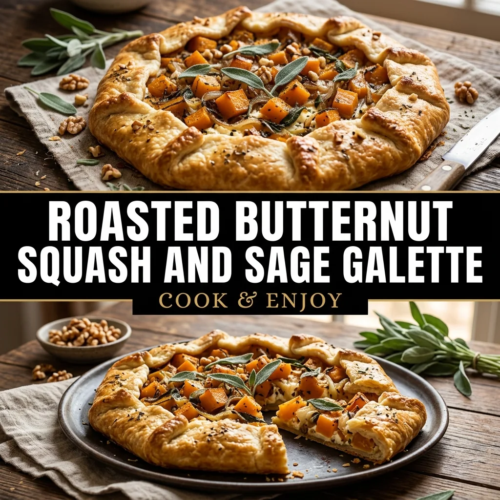 Roasted Butternut Squash and Sage Galette food illustration
