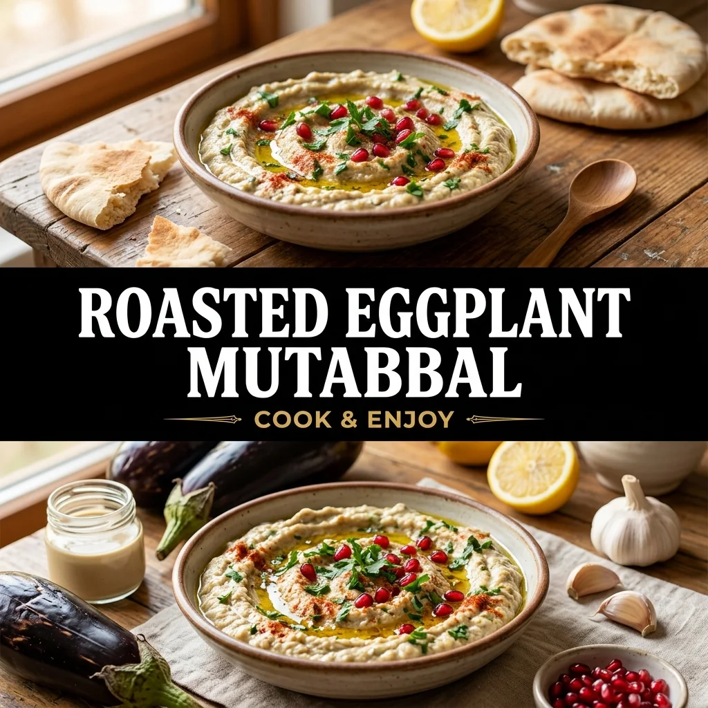 Roasted Eggplant Mutabbal food illustration