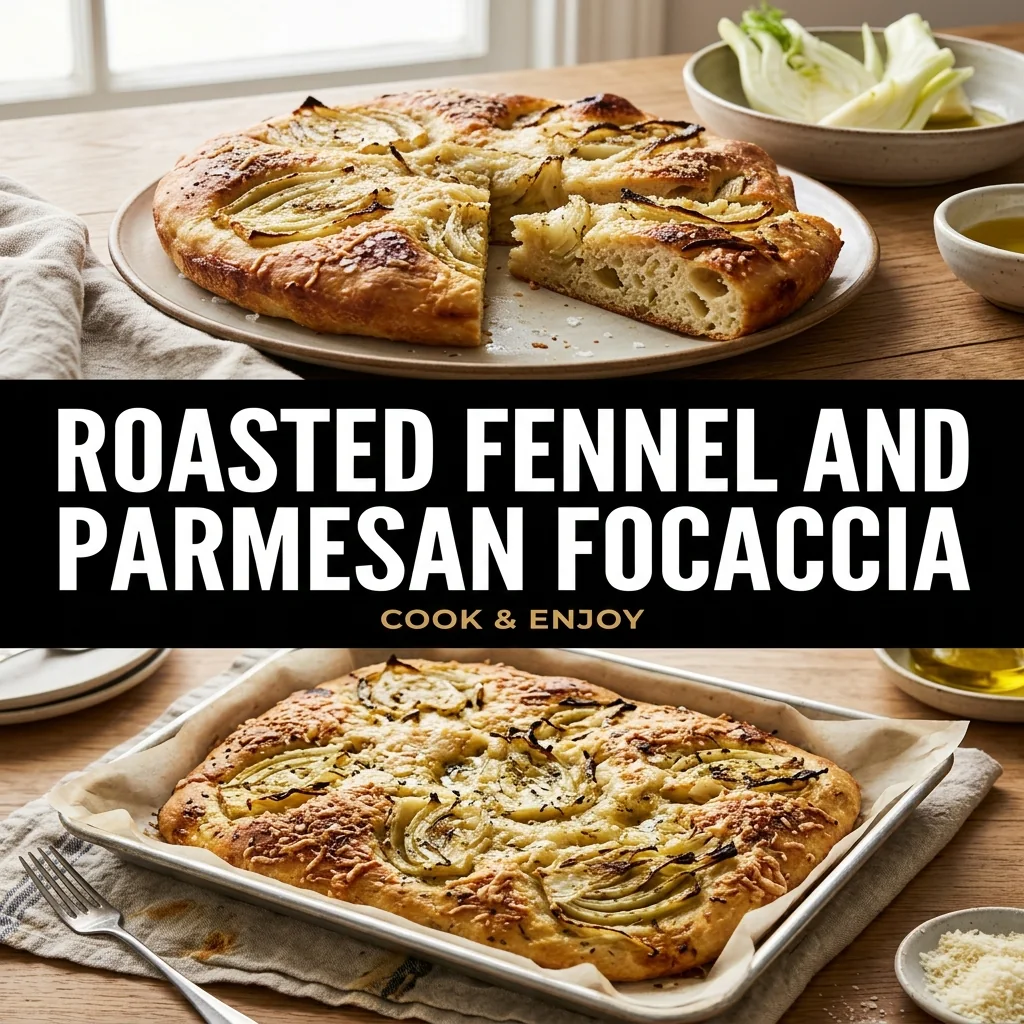 Roasted Fennel and Parmesan Focaccia food illustration