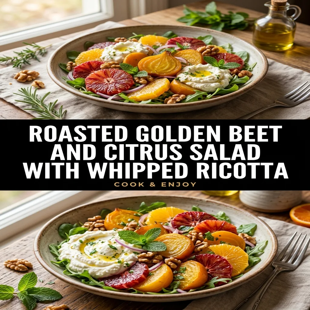 Roasted Golden Beet and Citrus Salad with Whipped Ricotta food illustration