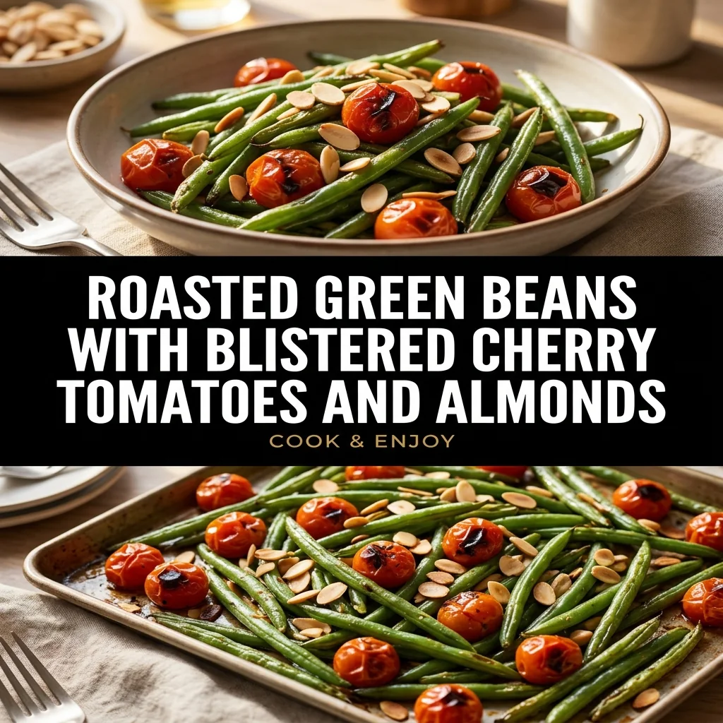 Roasted Green Beans with Blistered Cherry Tomatoes and Almonds food illustration