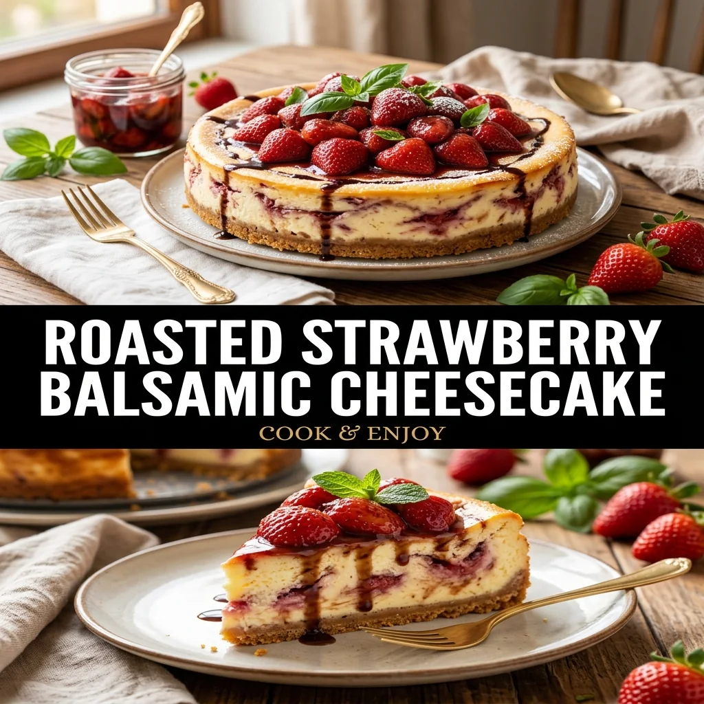 Roasted Strawberry Balsamic Cheesecake food illustration