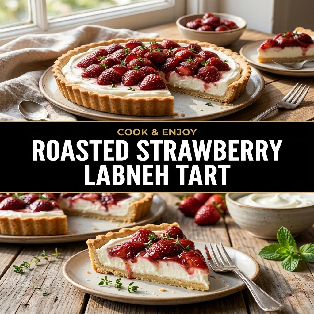 Roasted Strawberry Labneh Tart food illustration