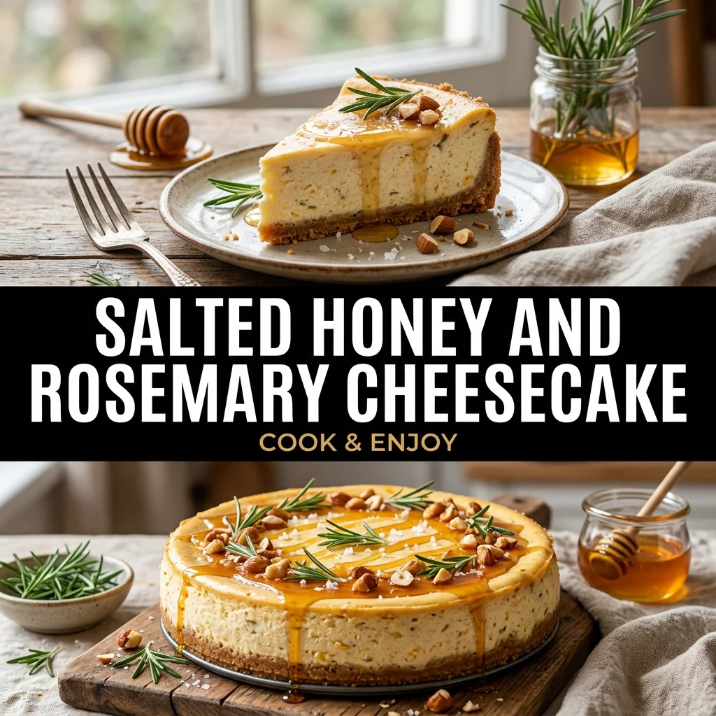 Salted Honey and Rosemary Cheesecake food illustration