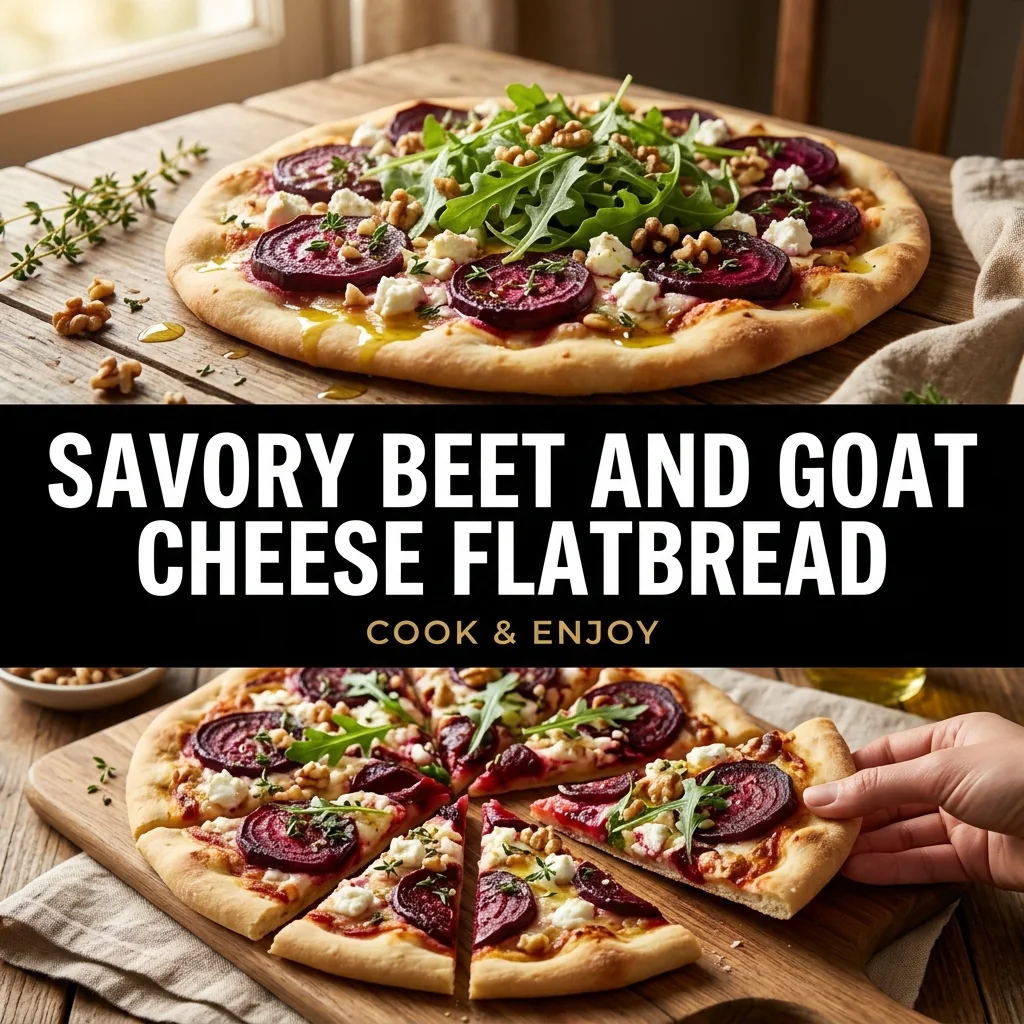 Savory Beet and Goat Cheese Flatbread food illustration