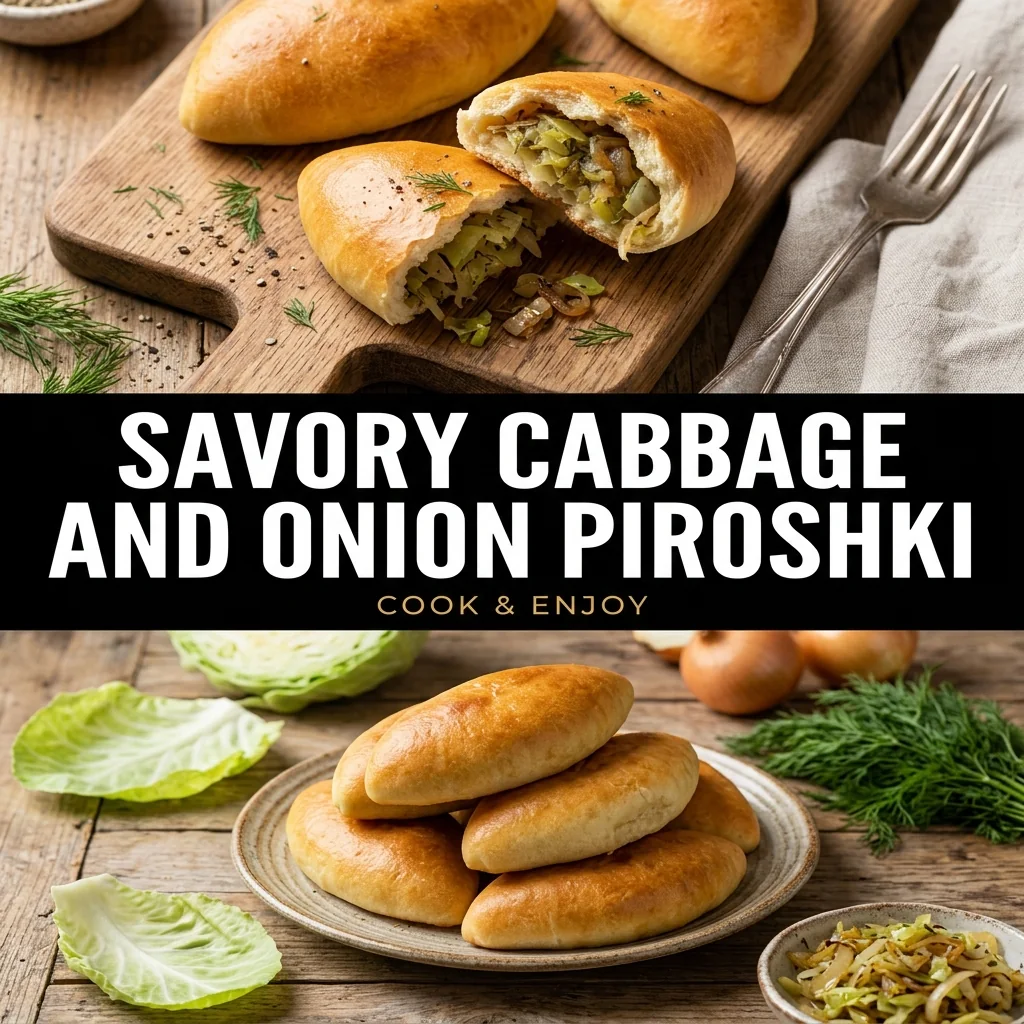 Savory Cabbage and Onion Piroshki food illustration