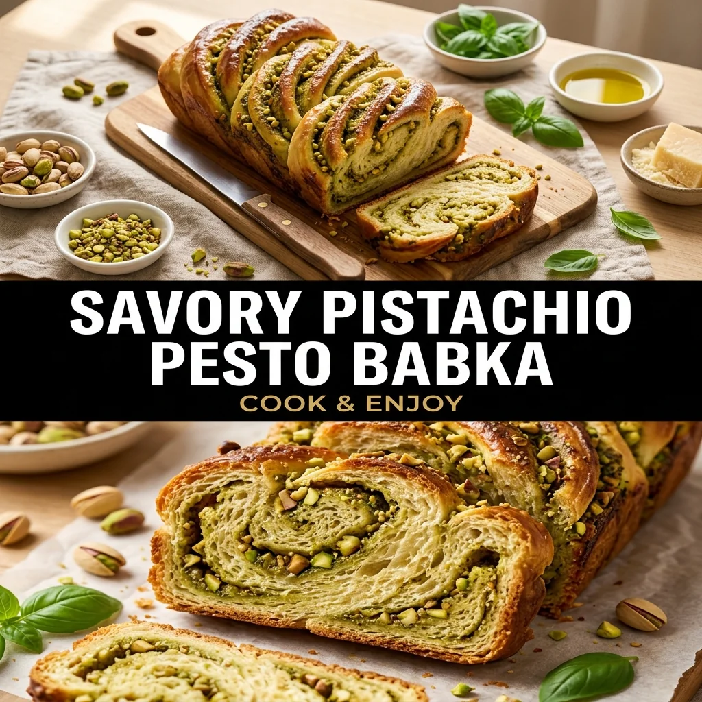 Savory Pistachio Pesto Babka food illustration